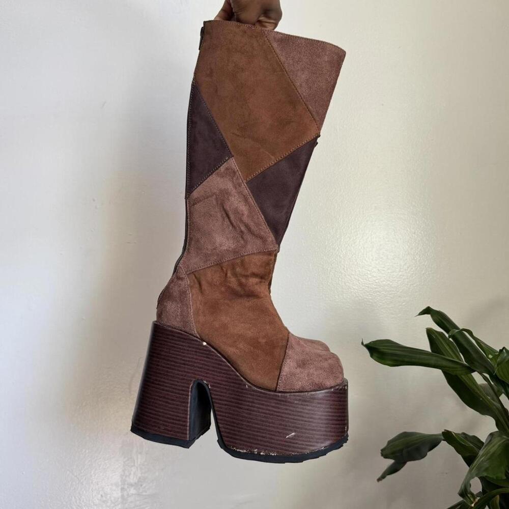 RARE Demonia Patchwork Camel-280 Platform‎ Boots size 6